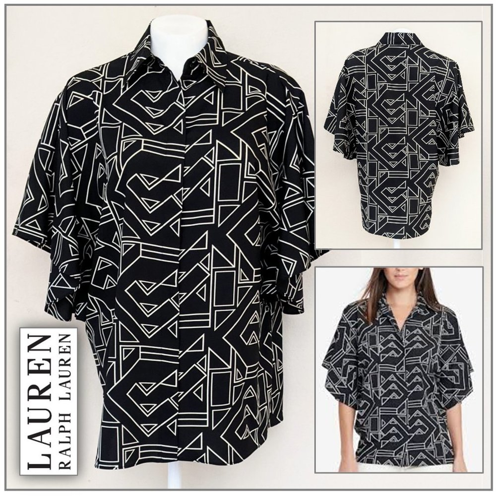 Lauren By Ralph Lauren Black & Cream Blouse